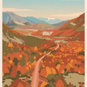 Ruta de los 7 Lagos en Patagonia, Argentina, paisaje otoñal.