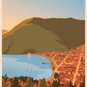 Paisaje de San Martín de los Andes, Patagonia Argentina, con montañas y lago.