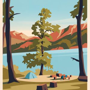 Paisaje de San Martín de los Andes con lago y montañas en Patagonia, Argentina.